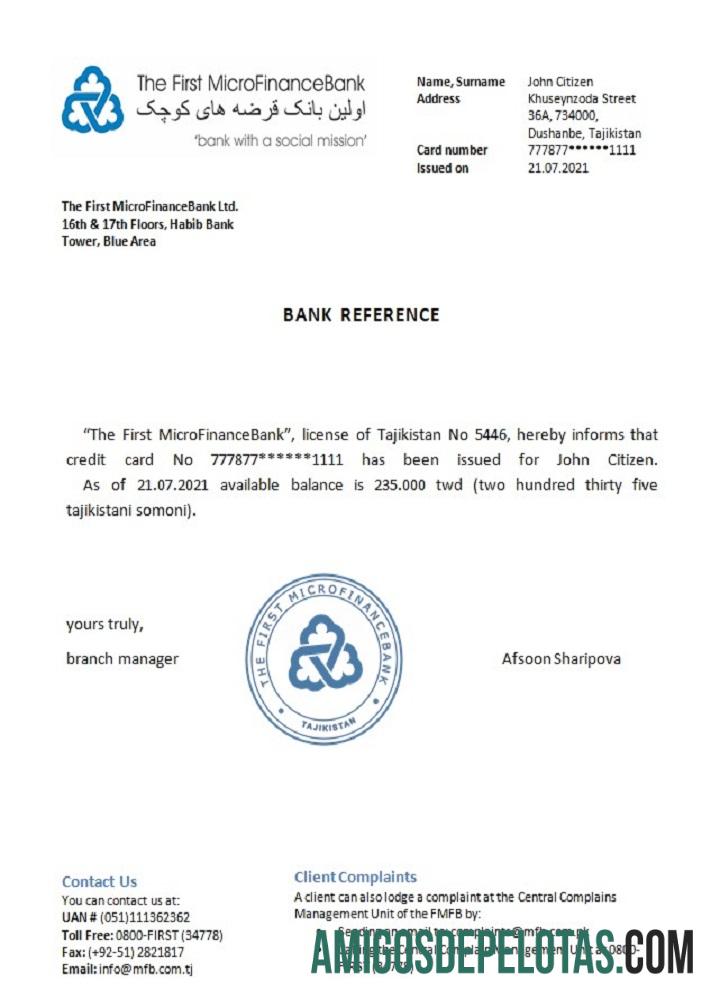 Tajiquistão, a primeira referência do MicroFinanceBank modelo